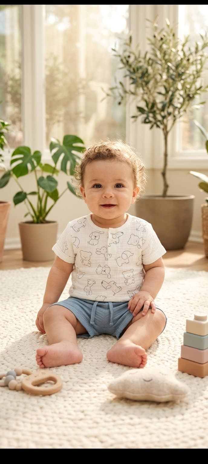 Ensemble 2 Pièces – Animaux Rigolos & Short bleu